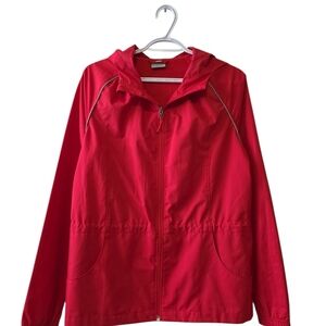 Women's Vibrant Red Hooded Utility Jacket